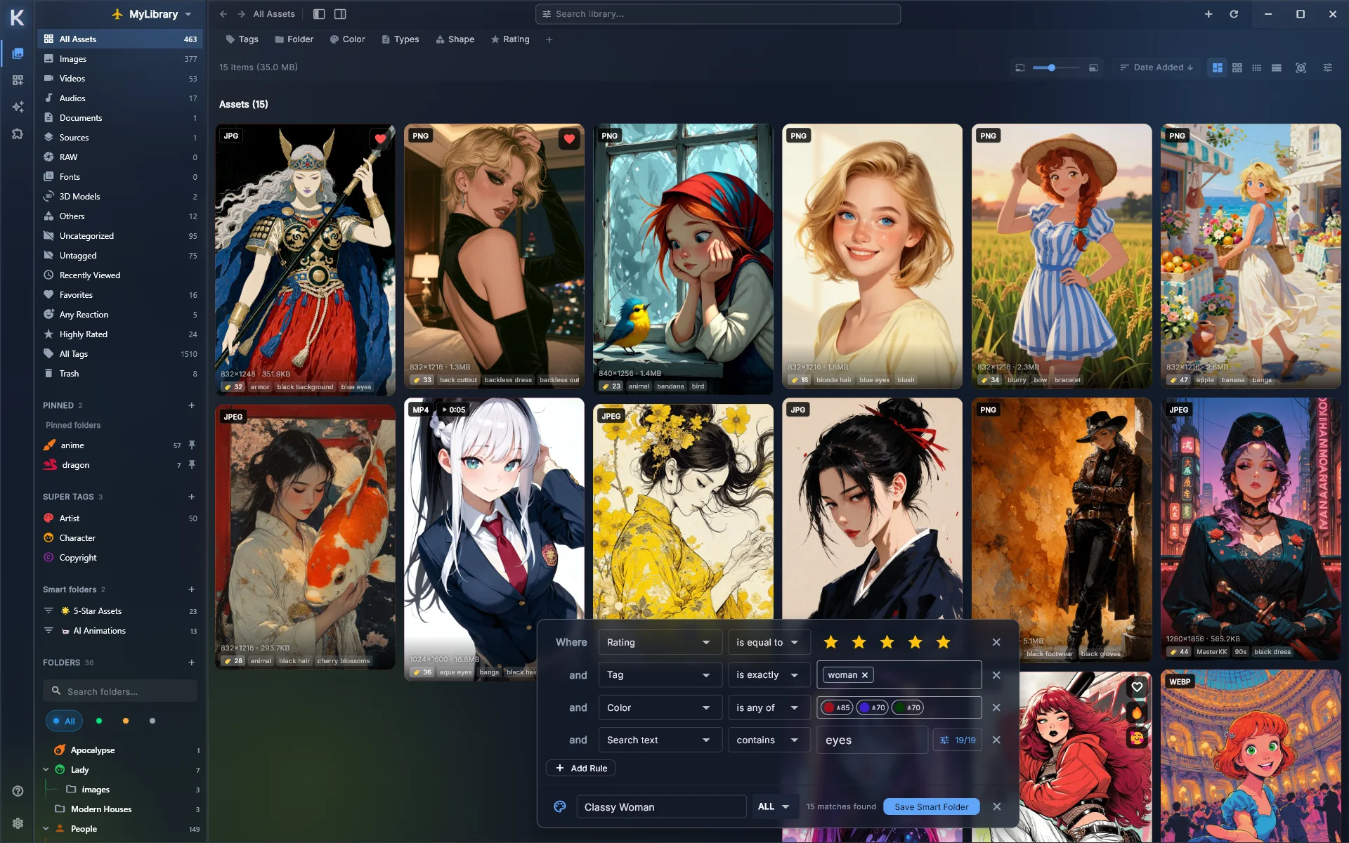 A smart folder built from filters